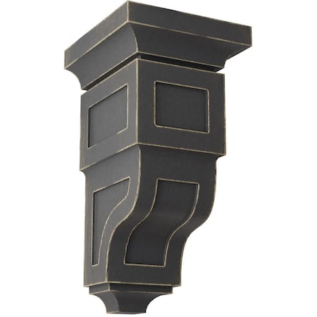 Ekena Millwork 7"W x 7 3/4"D x 14"H Jumbo Reyes Wood Vintage Decor Corbel, Black CORWD07X07X14RYBL